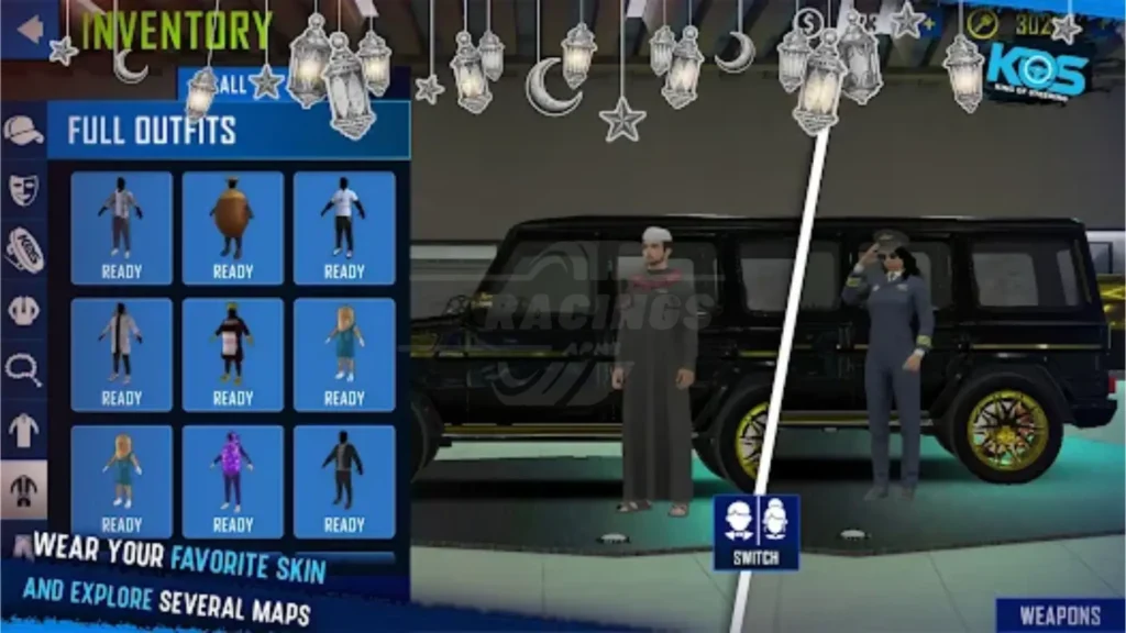 King of steering character customization